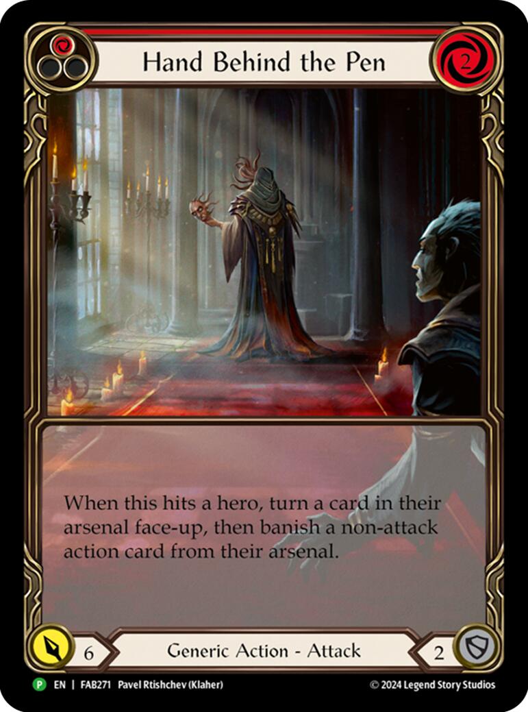 Hand Behind the Pen (Extended Art) [FAB271] (Promo)  Rainbow Foil | Good Games North