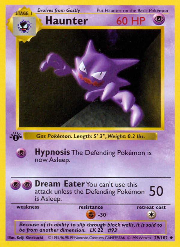 Haunter (29/102) (Shadowless) [Base Set 1st Edition] | Good Games North