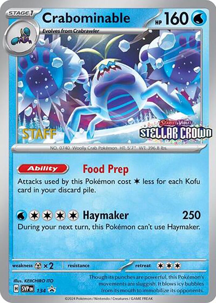 Crabominable (134/142) (Staff Promo) [Scarlet & Violet: Black Star Promos] | Good Games North