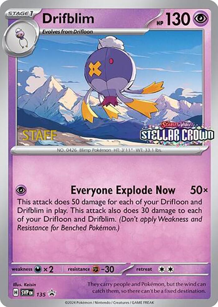 Drifblim (135) (Staff Promo) [Scarlet & Violet: Black Star Promos] | Good Games North