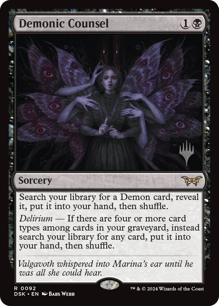 Demonic Counsel (Promo Pack) [Duskmourn: House of Horror Promos] | Good Games North