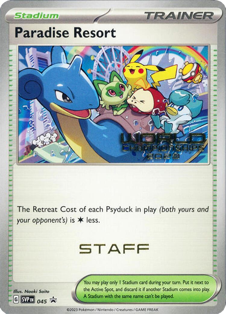 Paradise Resort (045) (World Championships 2023) (Staff) [Scarlet & Violet: Black Star Promos] | Good Games North