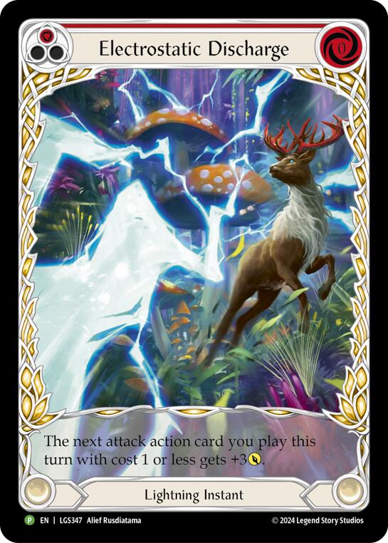Electostatic Discharge (Red) (Extended Art) [LGS347] (Promo)  Rainbow Foil | Good Games North