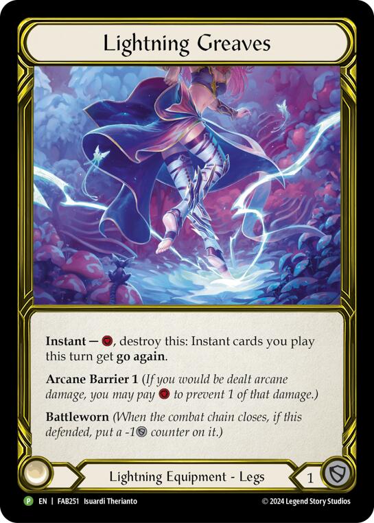 Lightning Greaves (Golden) [FAB251] (Promo)  Cold Foil | Good Games North