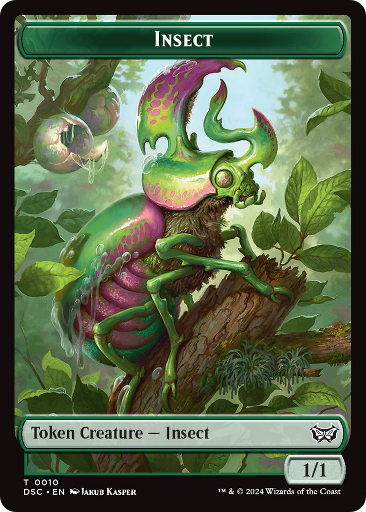 Wurm (0019) // Insect (0010) Double-Sided Token [Duskmourn: House of Horror Commander Tokens] | Good Games North