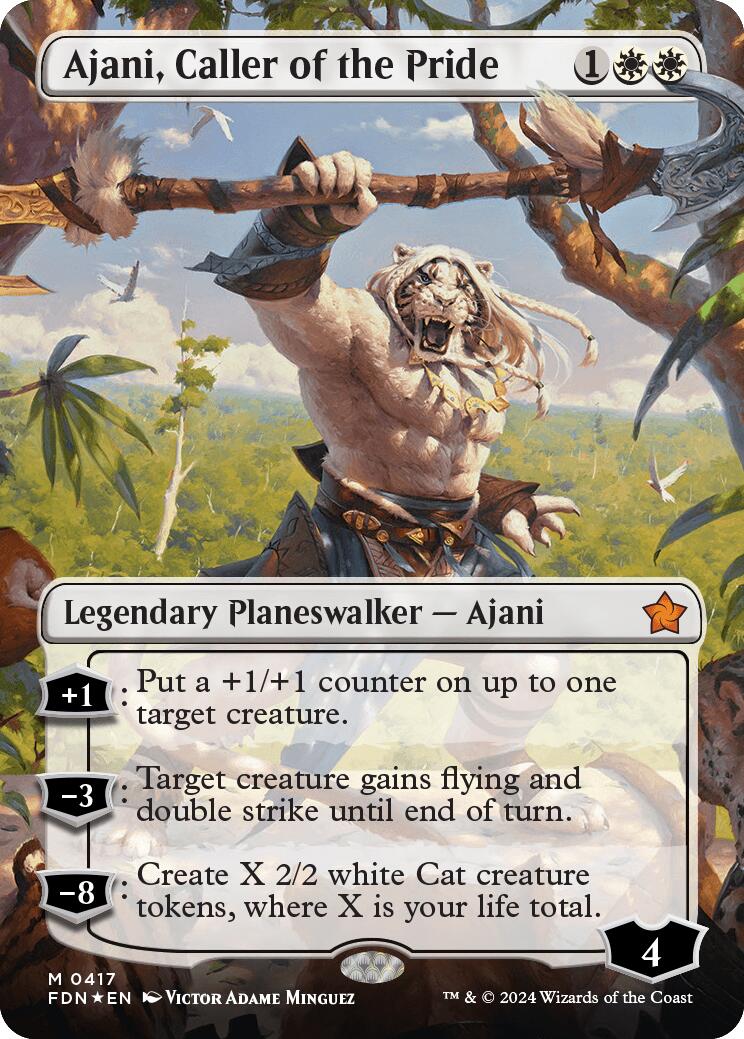 Ajani, Caller of the Pride (Borderless) (Mana Foil) [Foundations] | Good Games North
