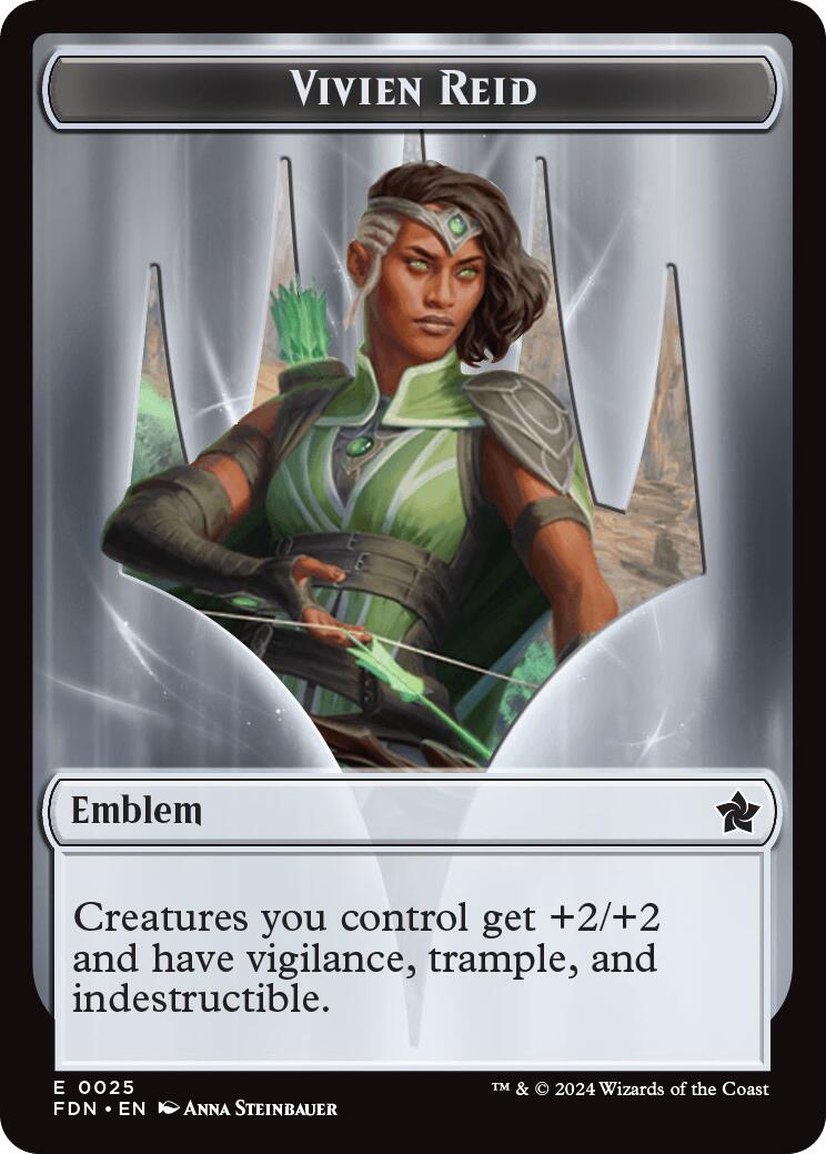 Emblem - Vivien Reid // Elf Warrior Double-Sided Token [Foundations Tokens] | Good Games North