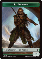 Elf Warrior // Raccoon Doubled-Sided Token [Foundations Tokens] | Good Games North