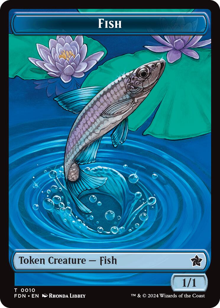 Faerie // Fish Doubled-Sided Token [Foundations Tokens] | Good Games North
