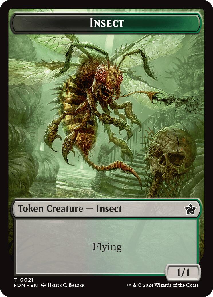 Zombie // Insect Doubled-Sided Token [Foundations Tokens] | Good Games North