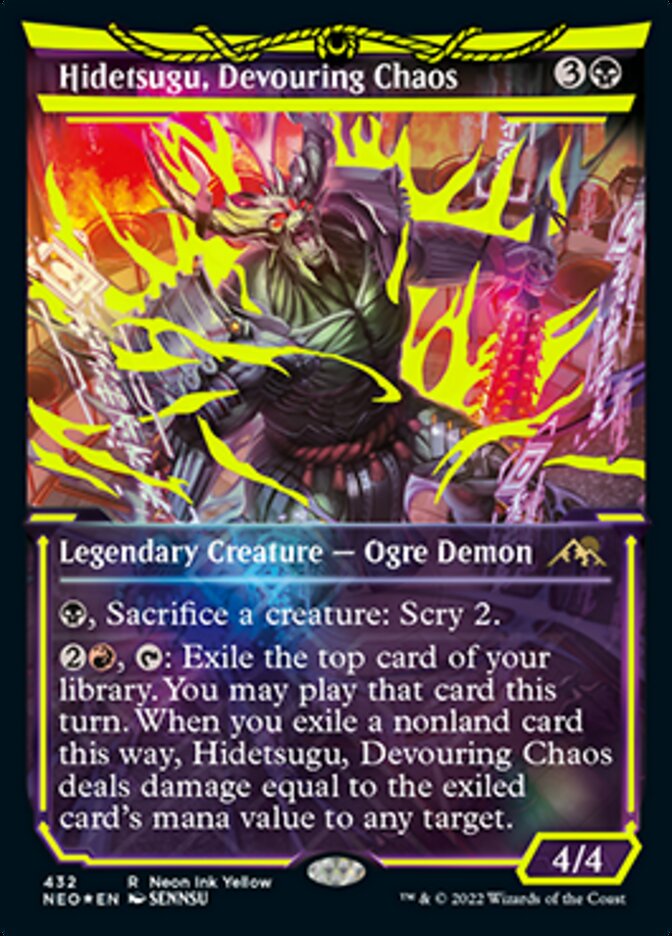 Hidetsugu, Devouring Chaos (Neon Ink Yellow) [Kamigawa: Neon Dynasty] | Good Games North
