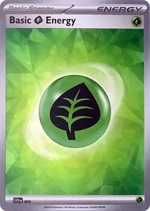 Basic Grass Energy (009) (Cracked Ice Holo) [Scarlet & Violet: Stellar Crown] | Good Games North