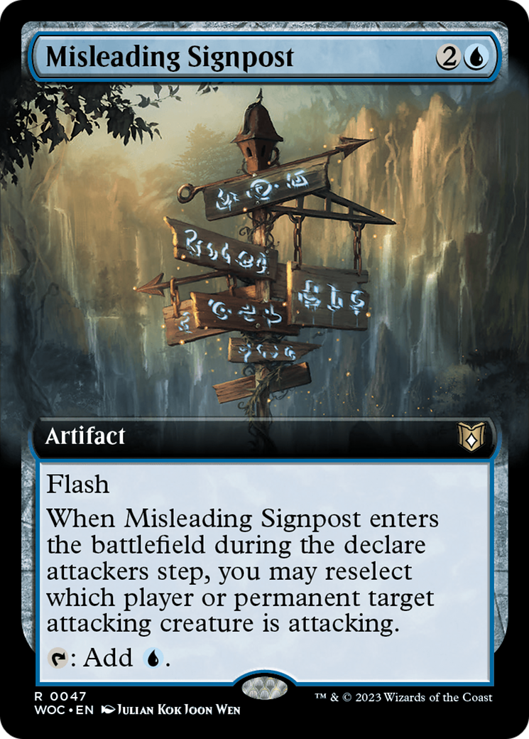 Misleading Signpost (Extended Art) [Wilds of Eldraine Commander] | Good Games North