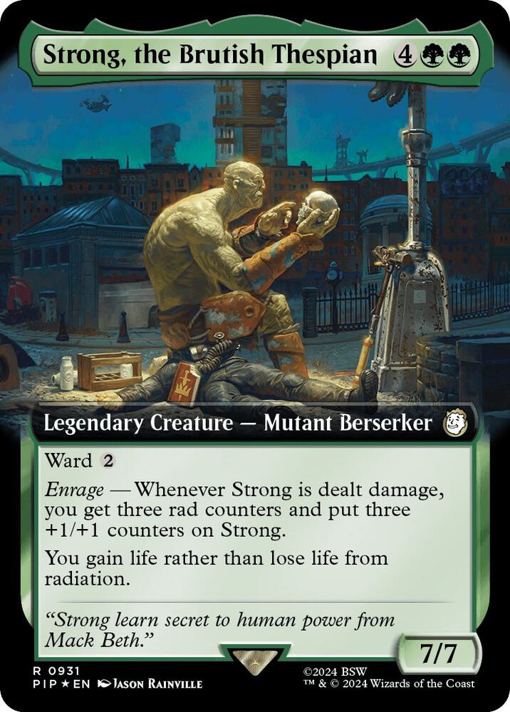 Strong, the Brutish Thespian 931/326 (Universes Beyond: Fallout)  - Extended Art Surge Foil | Good Games North