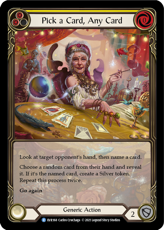 Pick a Card, Any Card (Yellow) [EVR168] (Everfest)  1st Edition Extended Art Rainbow Foil | Good Games North