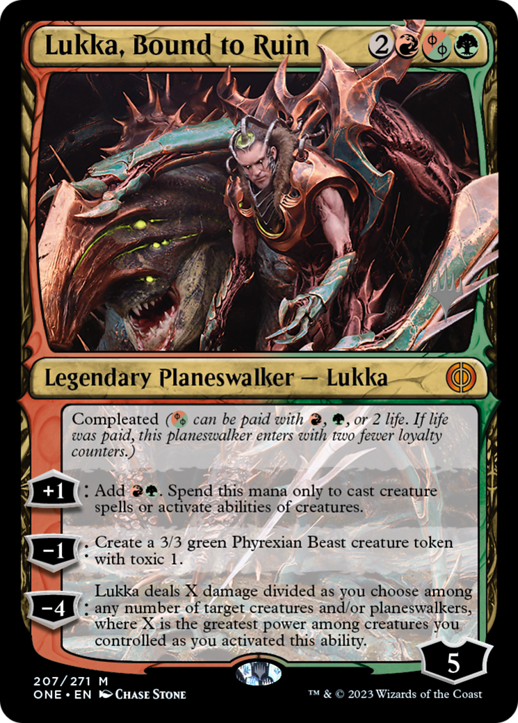 Lukka, Bound to Ruin (Promo Pack) [Phyrexia: All Will Be One Promos] | Good Games North