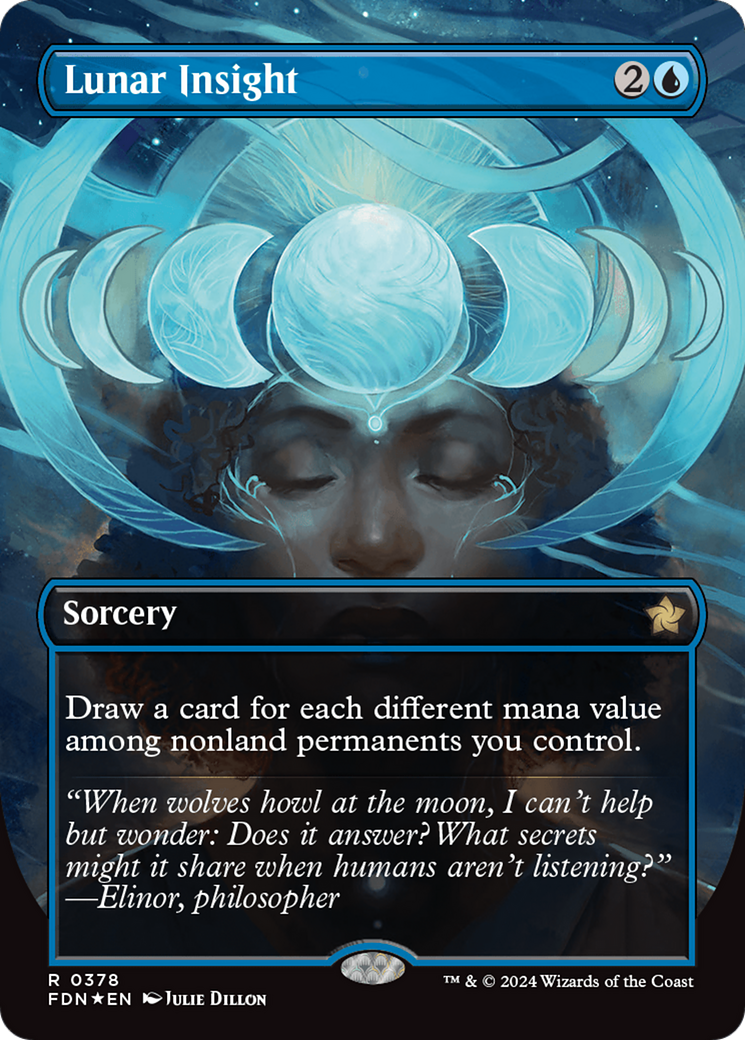 Lunar Insight (Borderless) (Mana Foil) [Foundations] | Good Games North