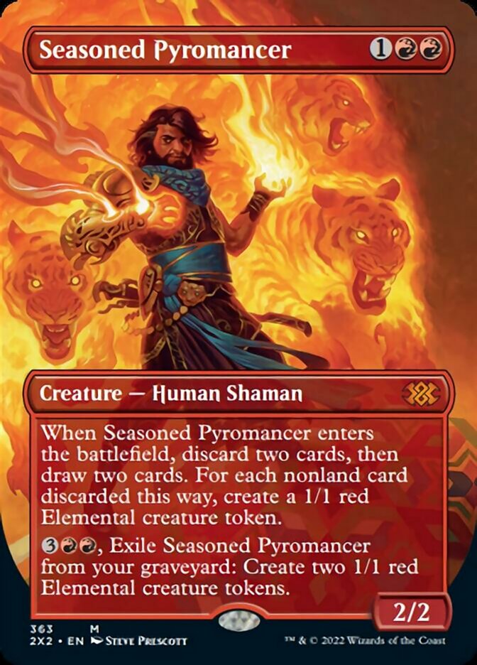 Seasoned Pyromancer (Borderless Alternate Art) [Double Masters 2022] | Good Games North