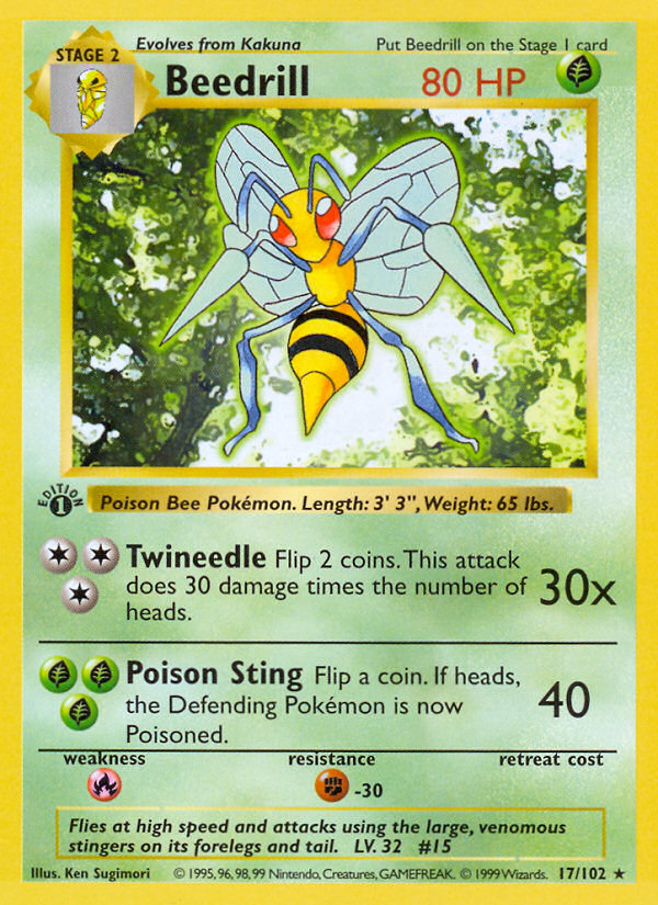 Beedrill (17/102) (Shadowless) [Base Set 1st Edition] | Good Games North