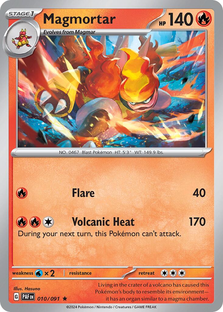 Magmortar (010/091) (Theme Deck Exclusive) [Scarlet & Violet: Paldean Fates] | Good Games North