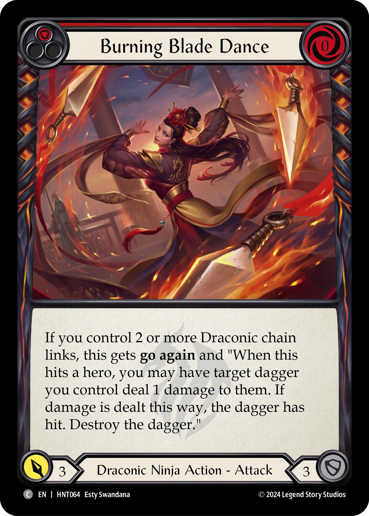 Burning Blade Dance (Red) [HNT064] (The Hunted)  Rainbow Foil | Good Games North