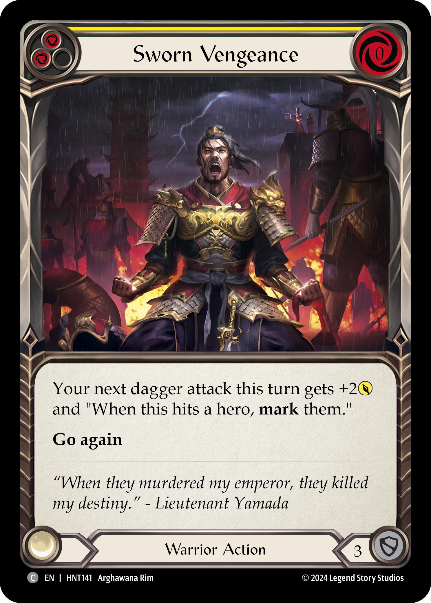 Sworn Vengeance (Yellow) [HNT141] (The Hunted)  Rainbow Foil | Good Games North