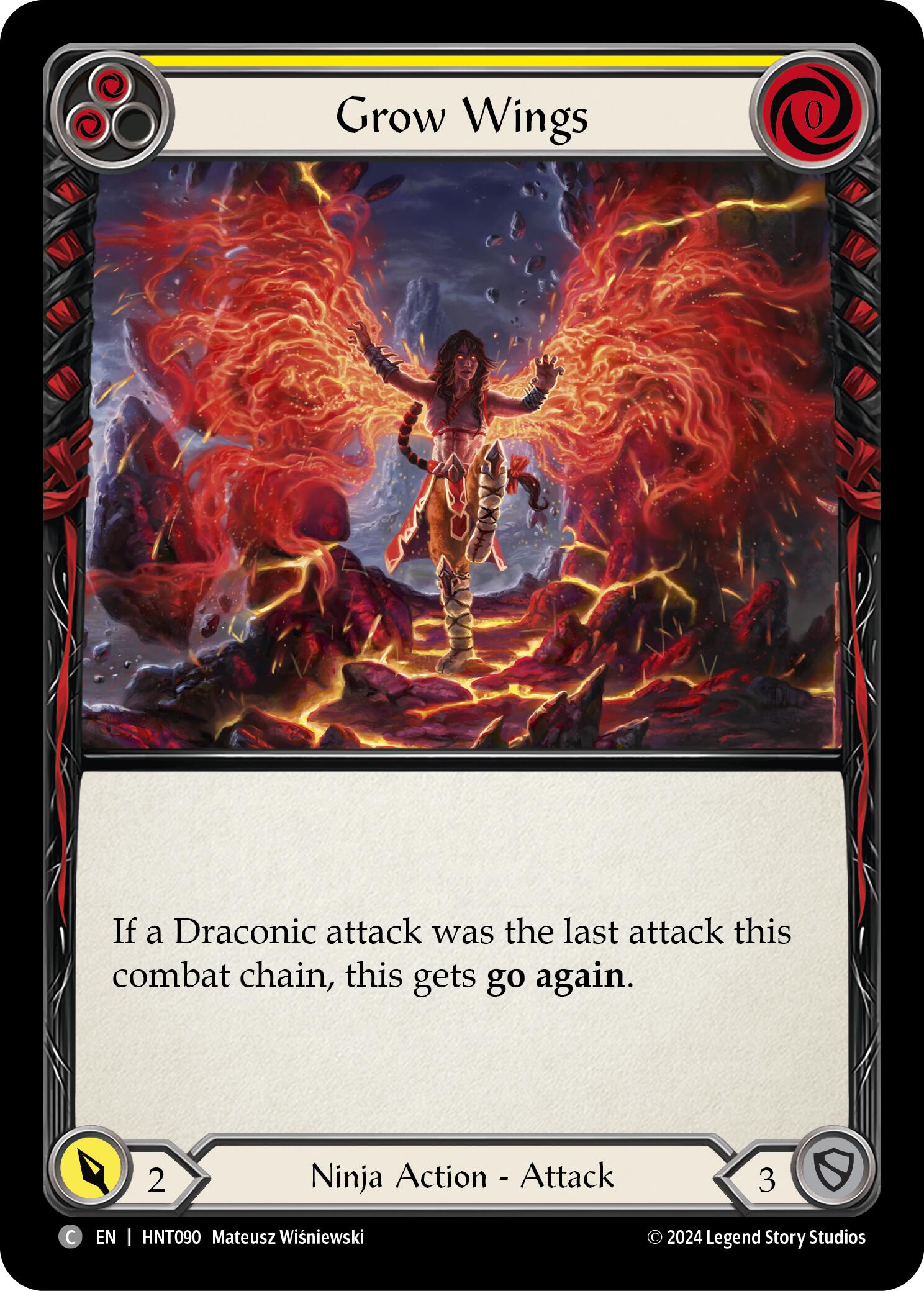 Grow Wings (Yellow) [HNT090] (The Hunted)  Rainbow Foil | Good Games North