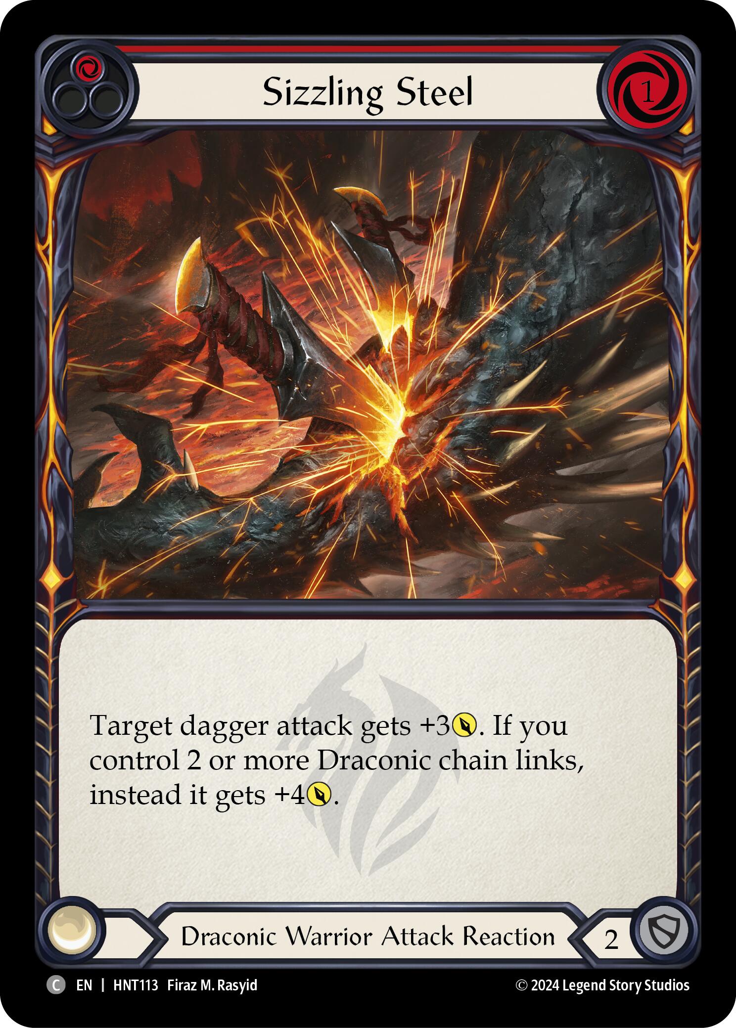 Sizzling Steel (Red) [HNT113] (The Hunted)  Rainbow Foil | Good Games North