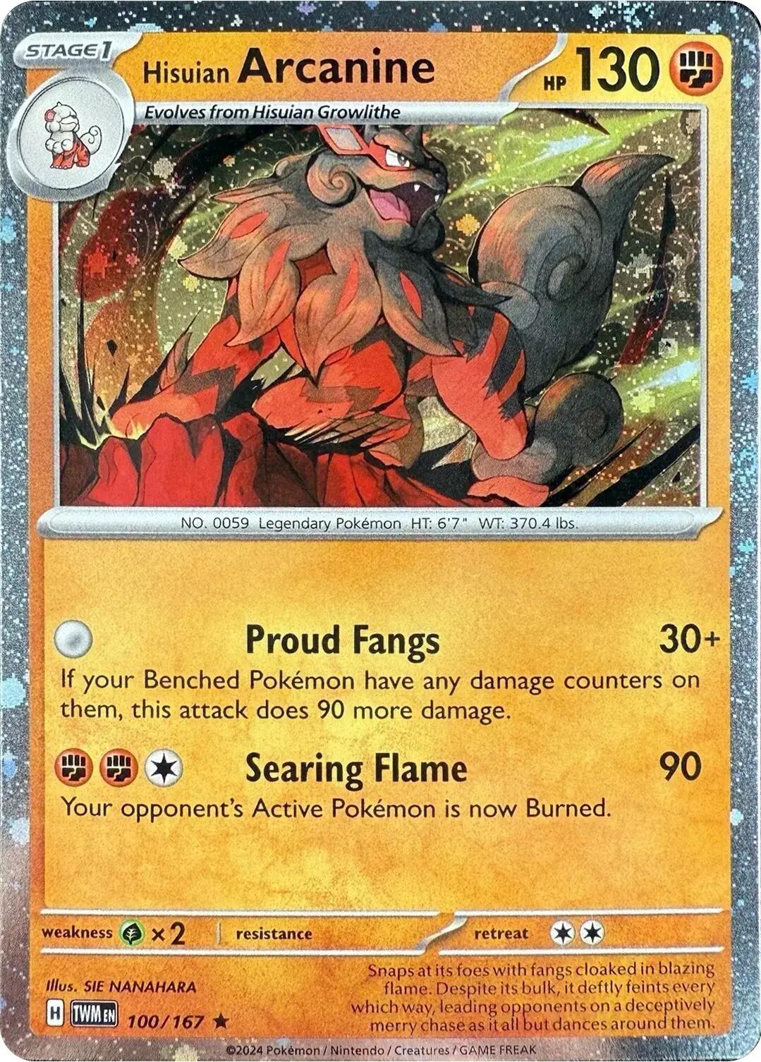 Hisuian Arcanine (100/167) (Cosmos Holo) [Scarlet & Violet: Twilight Masquerade] | Good Games North