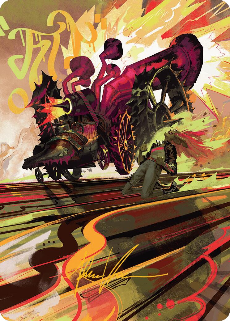 Rocketeer Boostbuggy Art Card (Gold-Stamped Signature) [Aetherdrift Art Series] | Good Games North