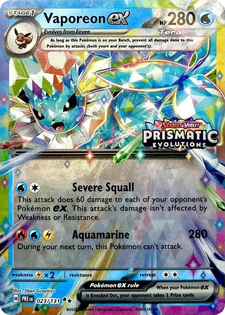 Vaporeon ex (023/131) (Prismatic Evolutions Stamp) [Scarlet & Violet: Prismatic Evolutions] | Good Games North