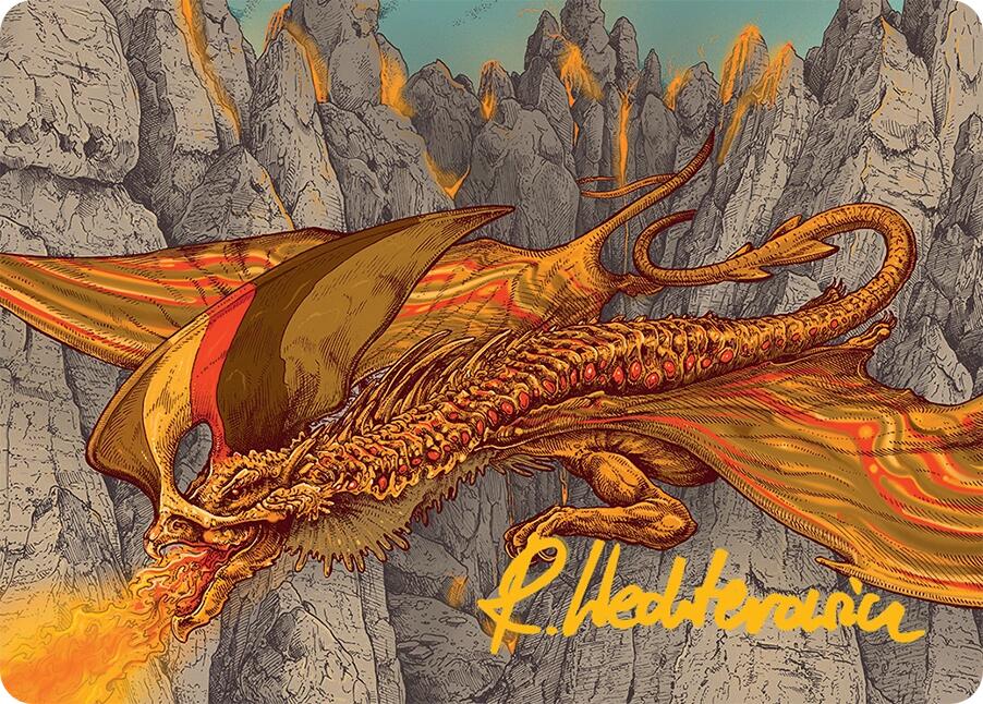 Magmatic Hellkite Art Card (34/54) (Gold-Stamped Signature) [Tarkir: Dragonstorm Art Series] | Good Games North