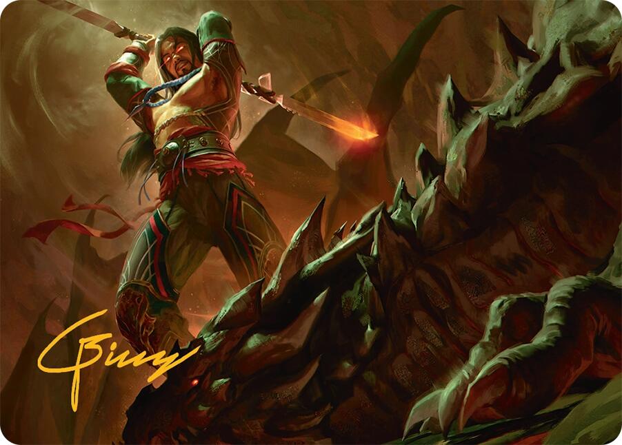 Sarkhan's Resolve Art Card (18/54) (Gold-Stamped Signature) [Tarkir: Dragonstorm Art Series] | Good Games North