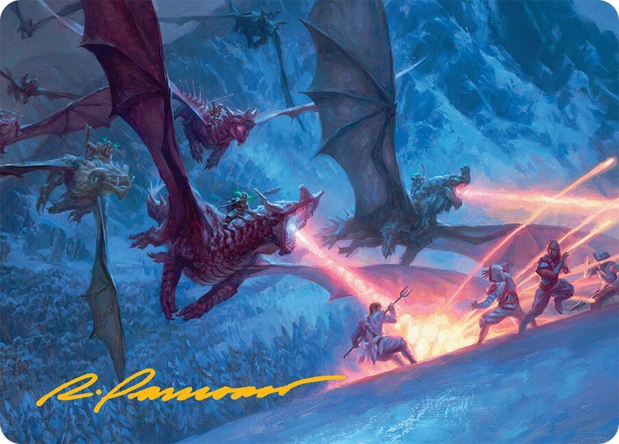 Dragonback Assault Art Card (22/54) (Gold-Stamped Signature) [Tarkir: Dragonstorm Art Series] | Good Games North