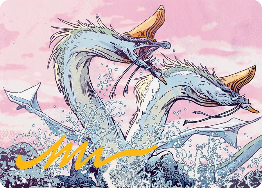 Twinmaw Stormbrood Art Card (39/54) (Gold-Stamped Signature) [Tarkir: Dragonstorm Art Series] | Good Games North