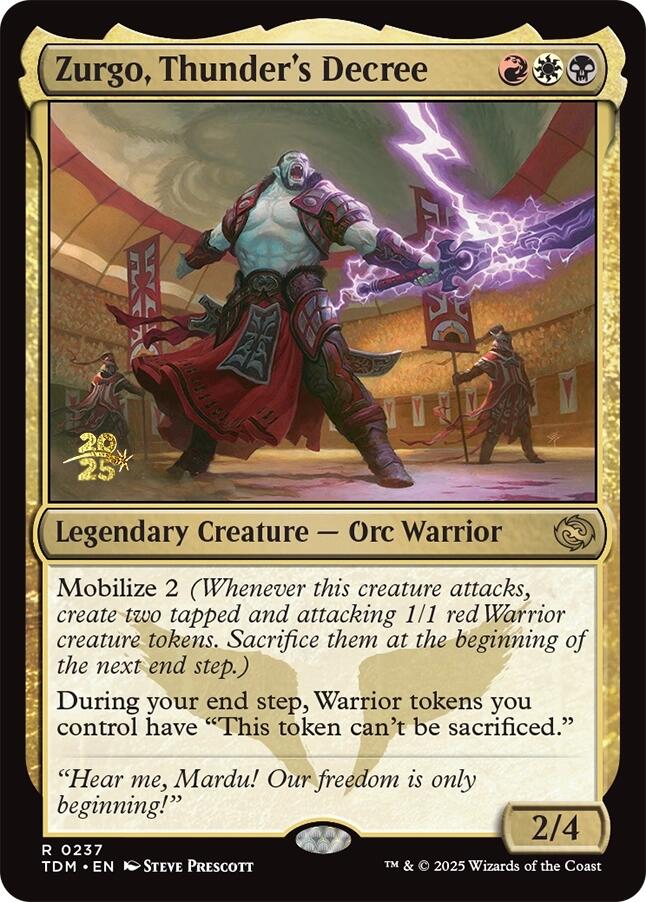 Zurgo, Thunder's Decree [Tarkir: Dragonstorm Prerelease Promos] | Good Games North