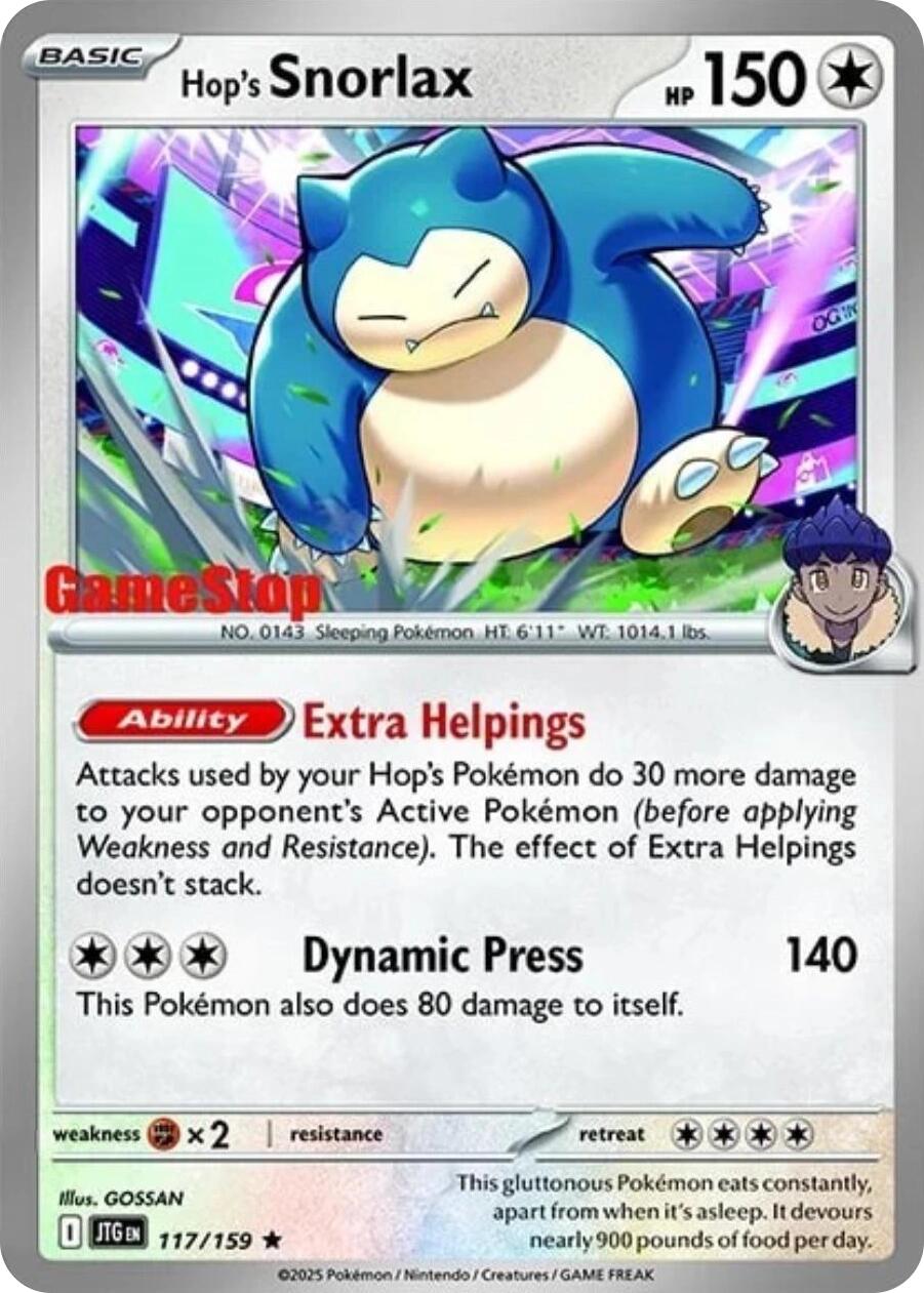 Hop's Snorlax (117/159) (GameStop) (Cosmos Holo) [Scarlet & Violet: Journey Together] | Good Games North