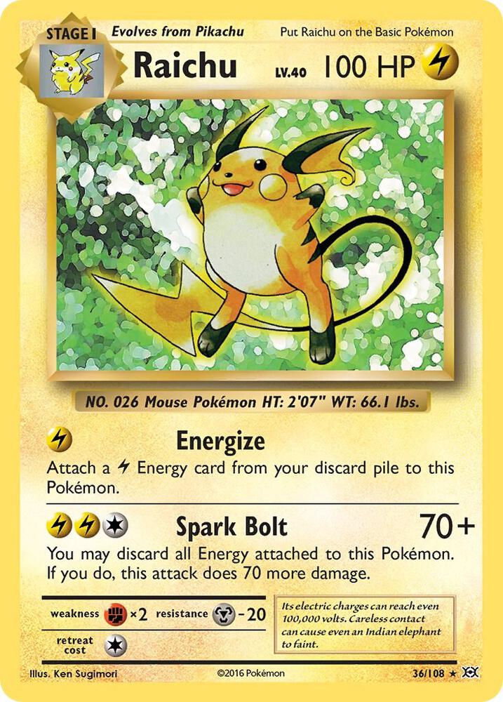 Raichu 36/108 (XY - Evolutions)  - Holofoil | Good Games North