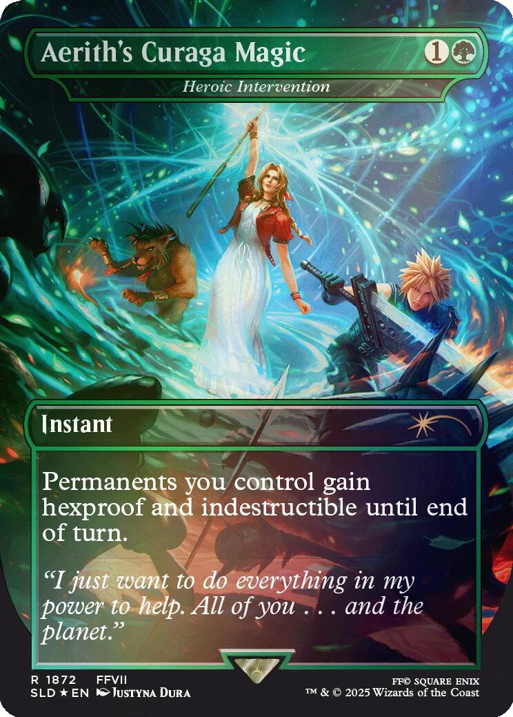 Aerith's Curaga Magic - Heroic Intervention (Rainbow Foil) [Secret Lair Drop Series] | Good Games North