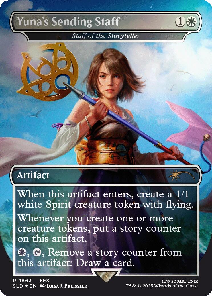 Yuna's Sending Staff - Staff of the Storyteller (Rainbow Foil) [Secret Lair Drop Series] | Good Games North