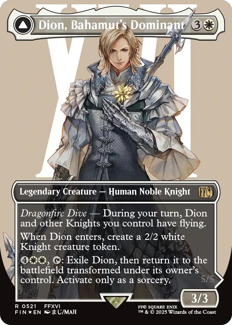 Dion, Bahamut's Dominant // Bahamut, Warden of Light (Borderless) (Surge Foil) [FINAL FANTASY] | Good Games North
