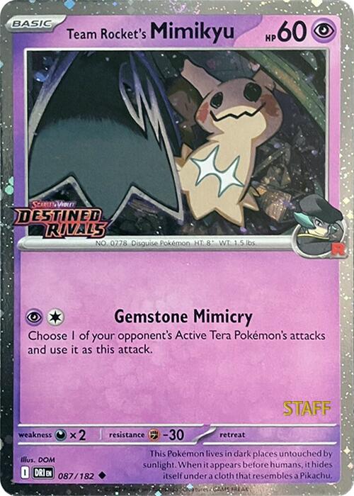 Team Rocket's Mimikyu (087/182) (Prerelease Staff) [Scarlet & Violet: Destined Rivals] | Good Games North