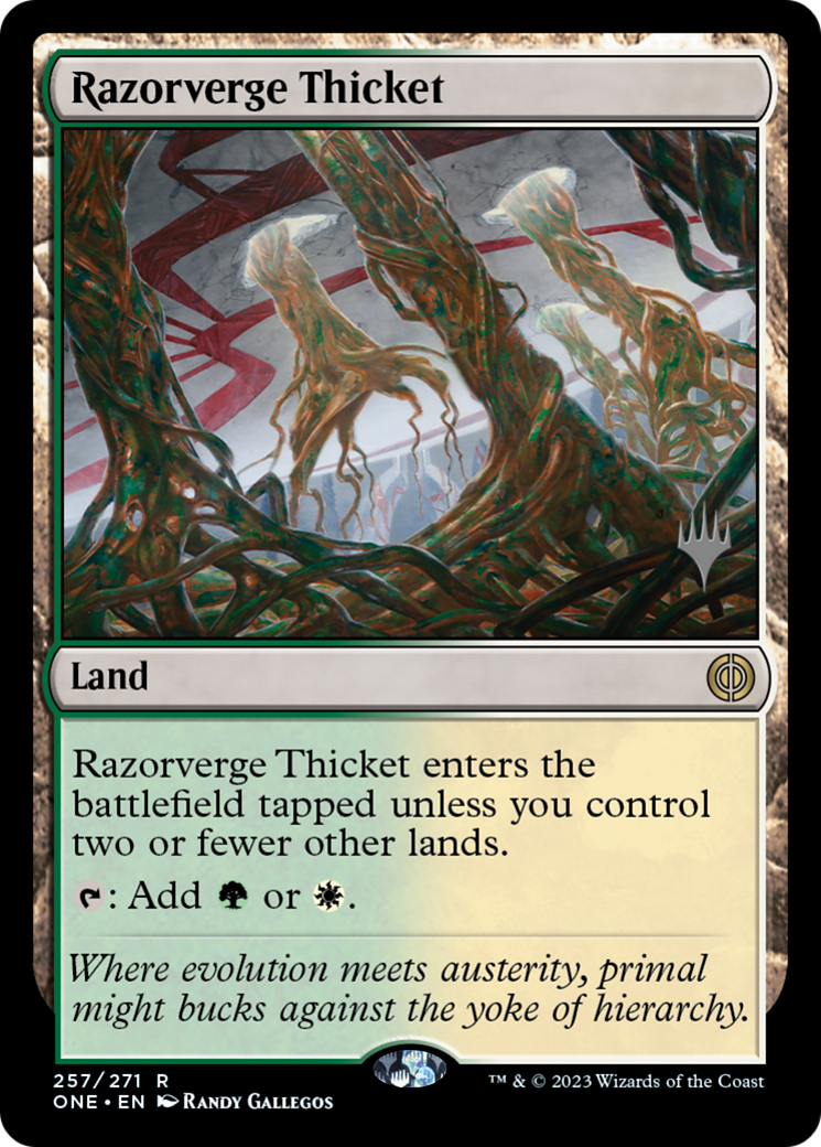 Razorverge Thicket (Promo Pack) [Phyrexia: All Will Be One Promos] | Good Games North
