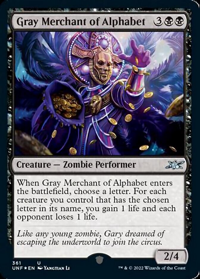 Gray Merchant of Alphabet (Galaxy Foil) [Unfinity] | Good Games North