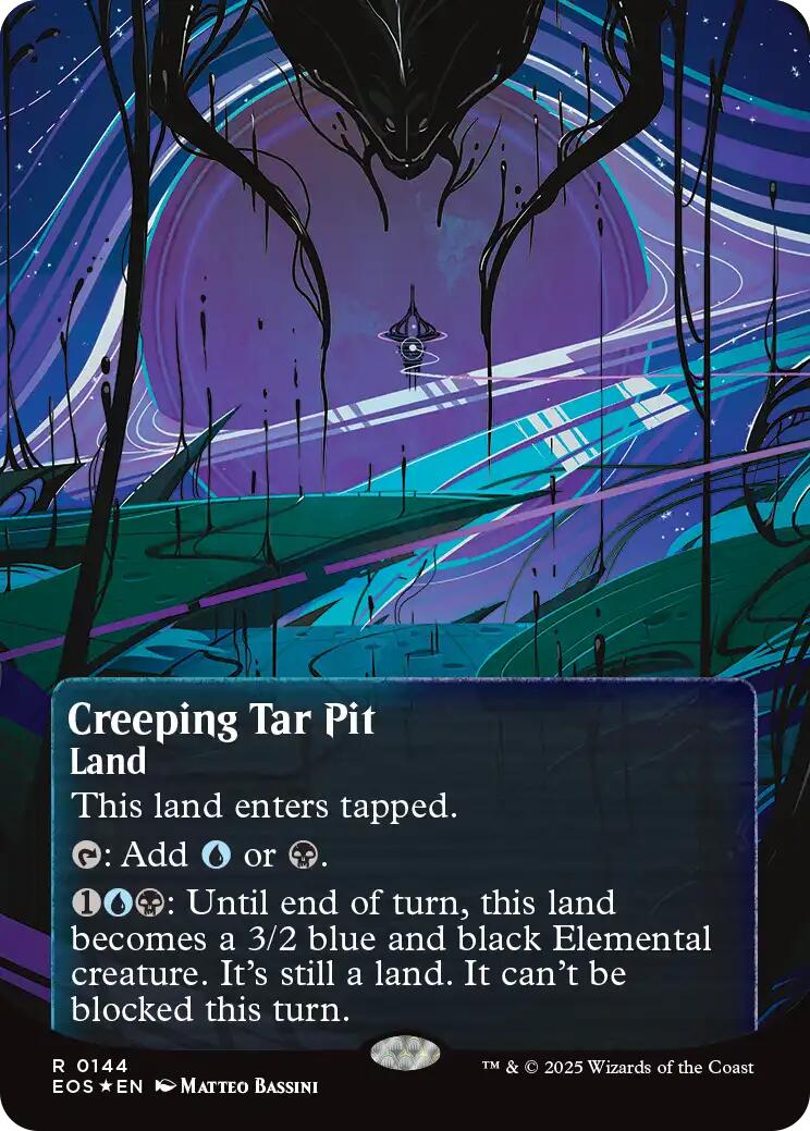 Creeping Tar Pit (0144) (Borderless) (Galaxy Foil) [Edge of Eternities: Stellar Sights] | Good Games North