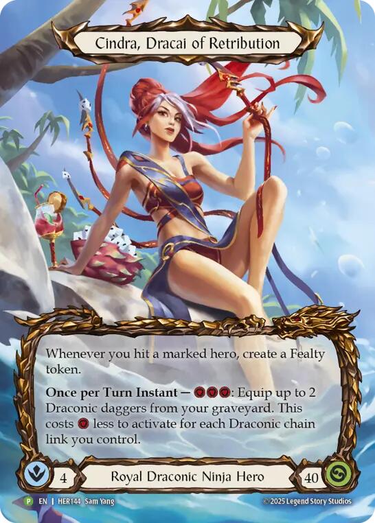 Cindra, Dracai of Retribution [HER144] (Promo)  Rainbow Foil | Good Games North