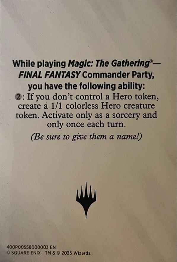 Blank Hero Token [FINAL FANTASY Tokens] | Good Games North