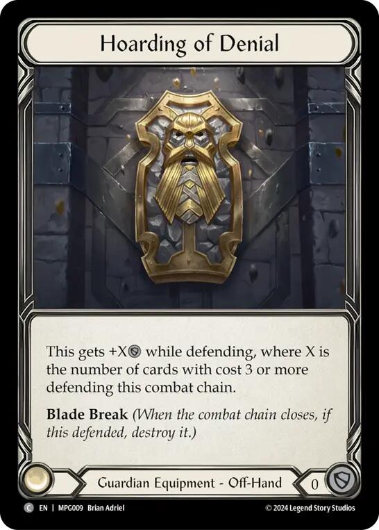 Hoarding of Denial [MPG009] (Mastery Pack Guardian)  Cold Foil | Good Games North