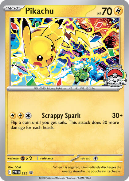 Pikachu (225) (World Championship 2025) [Scarlet & Violet: Black Star Promos] | Good Games North