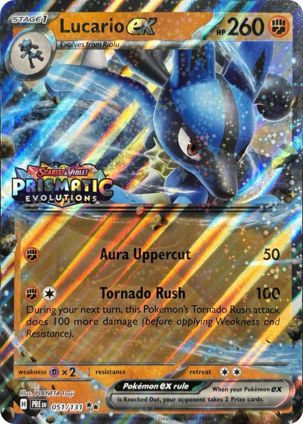 Lucario ex (051/131) (Prismatic Evolutions Stamp) [Miscellaneous Cards] | Good Games North